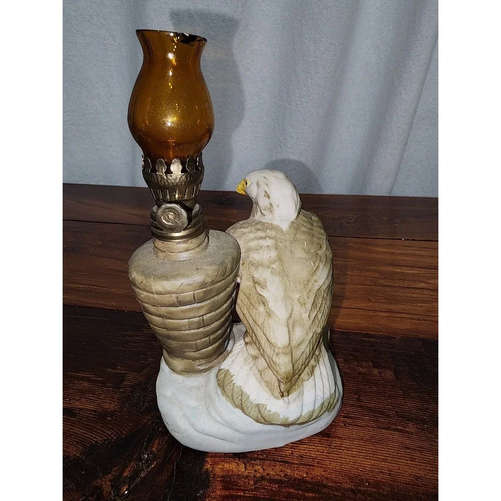 Eagle ‎ Lamp Kerosene Mini Amber Glass Vintage